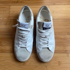 Sam Edelman Aubrie White Leather Sneakers, size 8 1/2